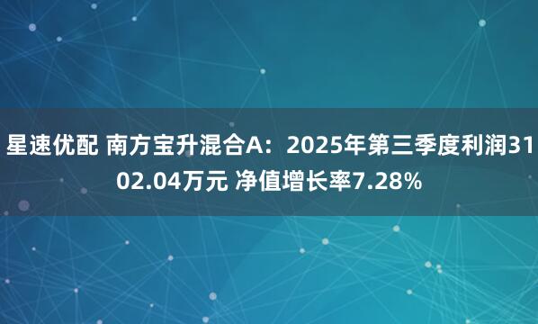 星速优配 南方宝升混合A：2025年第三季度利润3102.04万元 净值增长率7.28%